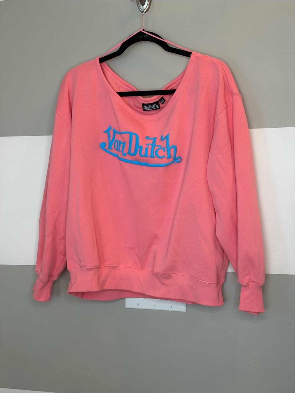 Von Dutch Pink Sweatshirt with Blue Logo large